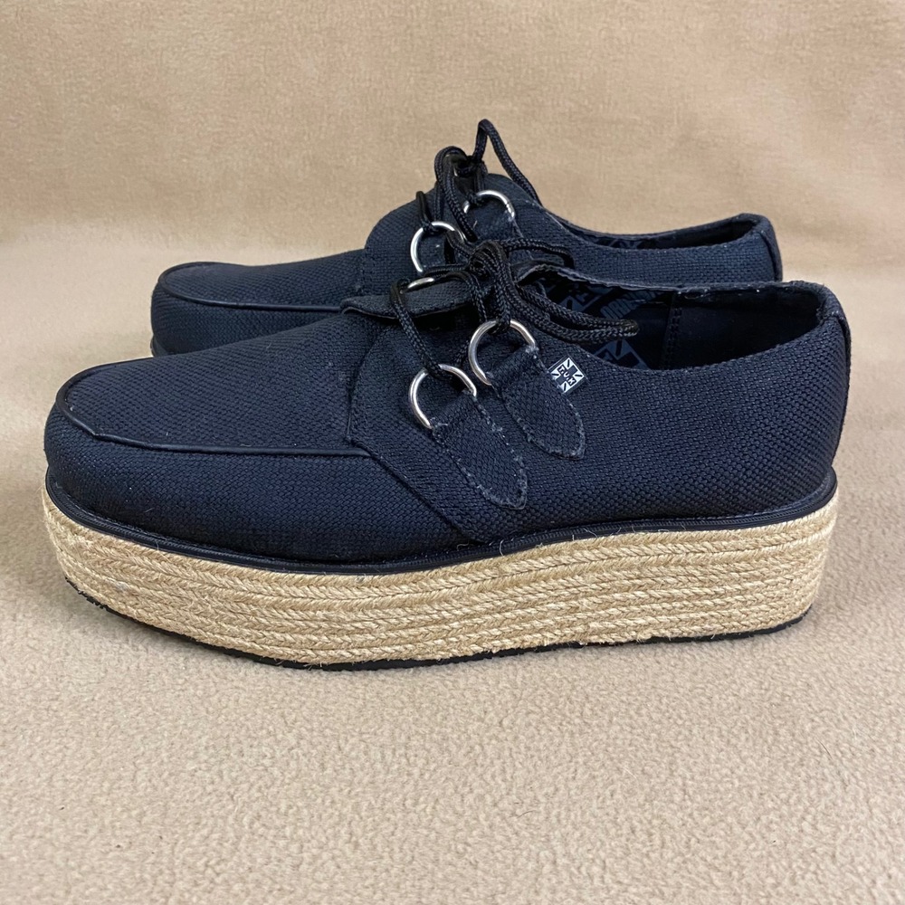 TUK Footwear Black Canvas Platform Shoe Sneaker Lace Up Women's Casual‎ US 7 EUC - Picture 4 of 8
